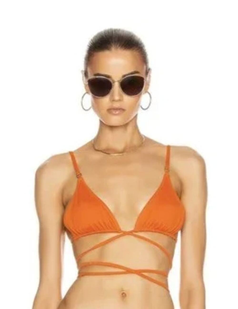 Palm Swimwear NWT Talise Bikini Top M 2 Cinnamon Orange Wrap MultiWay Econyl New